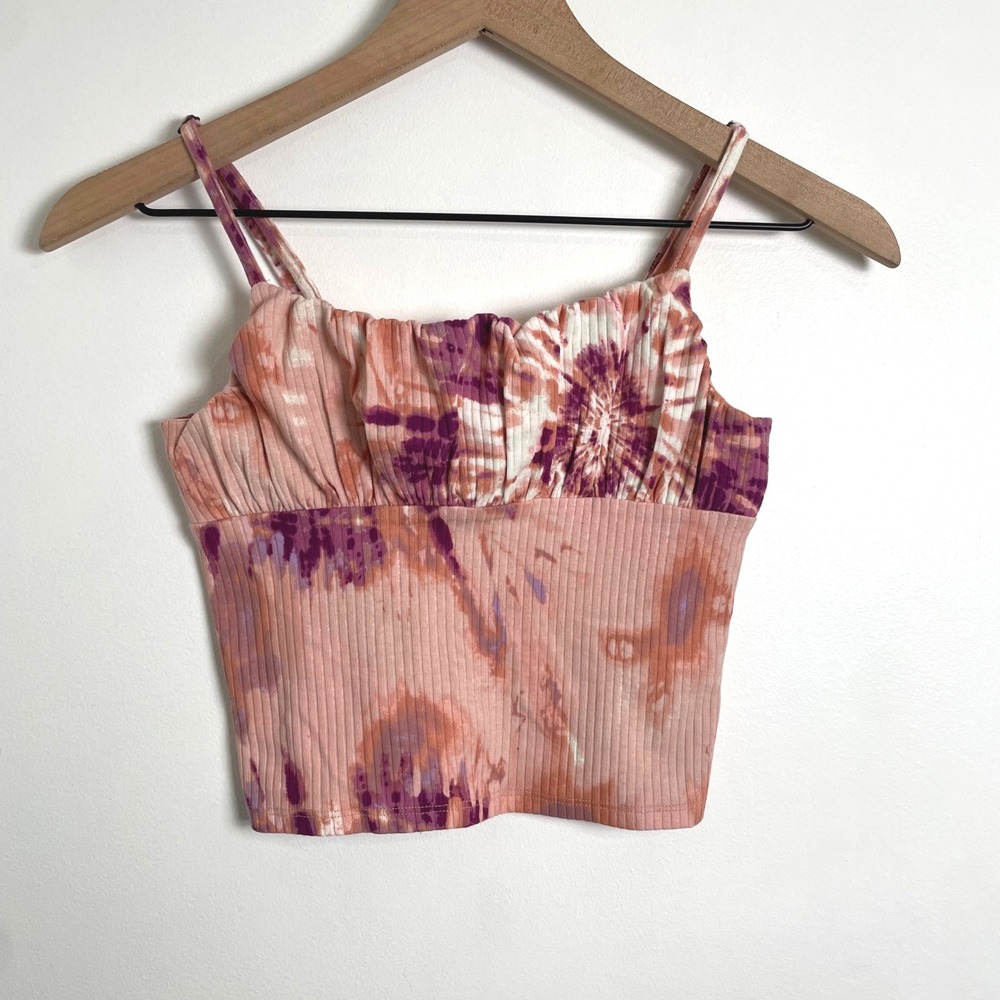 Tie Dye Tank Top Womens Small Babydoll Corset Fairy Coquette Y2K Festival Boho